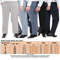 Glookwis muške dna elastične struk opremljene hlače ravno noge Poslovne pantalone od punog boja, svjetlo