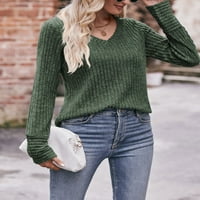 Lagani džemperi za žene Čvrsti V izrez dugih rukava padajući modni džemper cogild