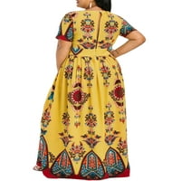 Colisha Women plus veličina duga haljina kratki rukav Sundress cvjetni print prevelizirane maxi haljine
