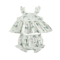 Canrulo novorođenče Dječji objekti za odjeću Cvijeće tiskane ruffles haljina rukava kratke hlače ljetne