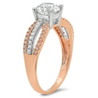 1. CT sjajan okrugli rez originalni kultivirani dijamant VS1-VS G-H 14K bijela ruža zlato Obećaj vjenčanja Izjava o vjenčanju Engagement Dizajnerska prstena veličine 8.5