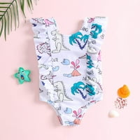 Dječji kupaći kostimi Ljeto Djevojke Girls Ruffles Crtani Dinosaur Prints Bage Plach Onesie kupaći kostim