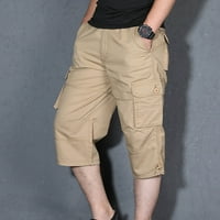 Cleance za hlače za muškarce muške radne odjeće Hlače Multi džepni patentni zatvarač ravne cijevi Casual Hlače obrezirane hlače bljeskalice Khaki 4