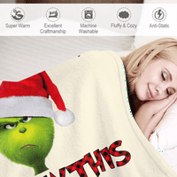 Božićna pokrivačica Grinch tiskani super mekani pokrivač za pranje lagane putnice Topla pokriva za kauču