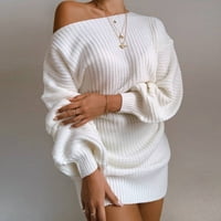 Mini haljine za ženske modne žene čvrste rukave sa pukotinama dugih rukava džemper s dugim rukavima