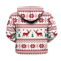 Cindysus dame labavo životinjske sa dukseve za tiskane žene zapletene pulover Elk Print Božić Xmas Kenguroo