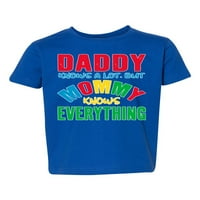 Tata puno zna, ali moja mama zna sve grafička majica za posadu Humor Toddler, Royal, 2t