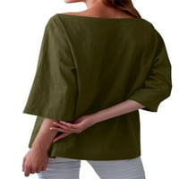 Seksi plesna majica za ženska majica za vrat za vrat Solid Boja Ljetni vrhovi Ležerne prilike pulover