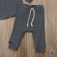Unise bebe Jesenske odjeće Dugi rukav Striped pamučni vrhovi + hlače Dva topljena odjeća za novorođenčad