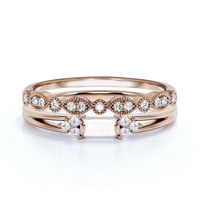Klasični minimalistički 1. karat baguette CUT dijamantni prsten za angažman, split shunk vjenčani prsten u 10K čvrstih ruža zlata, poklon za nju, obećavaju prsten, obljetni prsten, set za prsten za mladenke