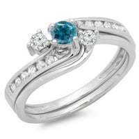 DazzlingRock kolekcija 0. Carat 14k Blue & White Diamond Bridal Swirl Angažovani prsten set CT, bijelo
