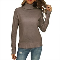 Ženski džemperi Čvrsti kolor turtleneck dugih rukava osnovni temperament pleteni labavi modni vrhovi
