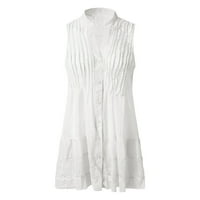 Huaai haljine za žene Modne žene Ljeto V-izrez haljina bez rukava plus veličina haljina bijela m