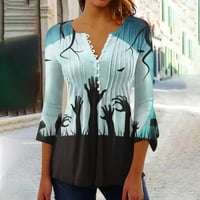 Halloween Womens T majice Grafički rukav plus veličina vrhova Scoop vrat struk pulover Ležerne prilike