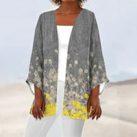 APEPAL ženska ležerna modna tiskana lagana magistralna jakna od srednjeg duljina Cardigan Grey XL