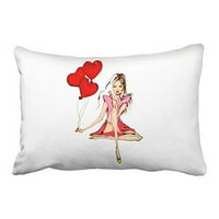Winhome sretan dan zaljubljenih lijepa ružičasta djevojka s crvenim srčanim balonima ukrasni jastučnici