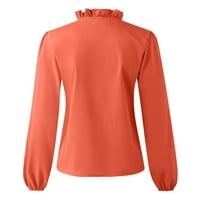 Cleance Plus veličina vrhova bluza Žene Ležerne prilike kratkih rukava Labavi V-izrez, narandžasti,