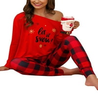 Cindysus Womenske noćne odjeće i hlače Loungwewwer Christmas Sleep odjeća Jesen salon Postavlja Ležerne PJS Red S