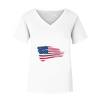 Ženska američka zastava Majica Grafički print V-izrez 4. jula Dan nezavisnosti Grafički teži vrtove svijetlo plave veličine 2xl