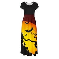 GUZOM HALLOWEEN haljine za žene - Print Crewneck kratki rukav Jesen Ležerne prilike Judi Haljine Partne
