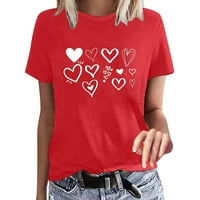 Ženska moda Valentinovo kratki rukav kratki rukav izrez Top Tee majica Bluza Velika majica Tee za žene