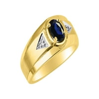 Muški prstenovi 14k bijelo zlato Classic 7x ovalni draguljski i originalni pjenušava dijamantna prstena