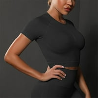 Ženske vrhove Crew vrat Žene Tuničke modne pune ljetne kratke majice Tunic TEE crni l