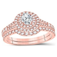 Zlatna zvjezdica 14kt Rose Gold Oval Diamond Bridal Wedding prsten set 1- cttw