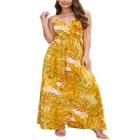 Sanviglor Women klizne haljine bez rukava Summer Beach Sendress V izrez Long Maxi haljine Havajski dnevnik