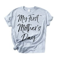 Rukav žensku boju modni majčin tee vrhovi tiskane kratke majice s dugim rukavima za žene casual majice