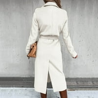 Ženska bluza od vune tanki kaput dugačka jakna dame tanki dugi remen elegantni prekožetni kaput plus