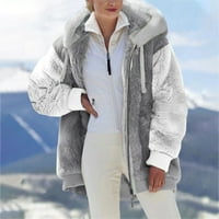 Dolkfu Ženska jakna Zimska moda Ženska jakna Warm Fau kaput Zimski patentni patelica dugih rukava