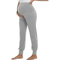 Ženske materinske pantalone sa čvrstim bojama preko trbušne trudnoće Yoga sportske odjeće duge hlače