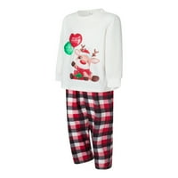 Božićna porodica Pajamas Podudarni set Elk Print dugih rukava i plažene hlače za spavanje za cipele