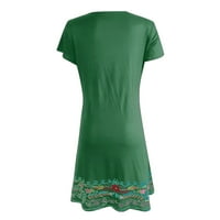 Haljine za žene plus veličine haljine dame casual moda labav pulover ispis valoviti V izrez kratki rukav zeleni 2x