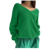 Viadha Fall džemperi za žene modni casual dugih rukava na čvrstog košulja pločica V-izrez