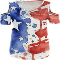 Dabuliu Američka zastava Majica Žene USA Star Stripes Četvrti Juli TEE majice 4. jula Outfits za žene