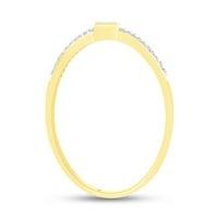 CT baguette and okrugli rezan bijeli prirodni dijamantski rubni prsten u 10K čvrstog žutog zlata -11