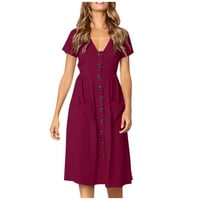 Ženske haljine Dužina koljena Ležerne prilike Slatki kratki rukav Ljetna haljina V-izrez Crvena 2xL