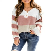 Ženski lagani pulover džemper u boji blok o vratu Ležerne prilike za dletu