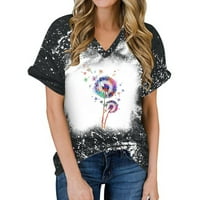 Ženske majice cvjetne tiskovine majica kratki rukav, majica sa vježbama V-izrez Retro uzorak boemski