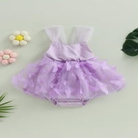 Princess Newborn Baby Girls Romper haljina bez rukava 3D leptir saten tulle patchwork bodysuit toddler ljetna odjeća