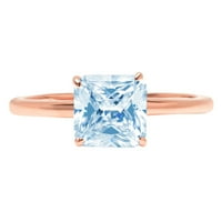 2.5ct Asscher Cut Prirodno nebo Plava Topaz 18K ružičasto zlato Angažovane prstene veličine 4,25