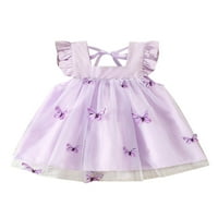 TODDLER Djevojke za djecu Princess Haljine Summer Casual Leptir zavoja mrežice Tulle A-line party haljina