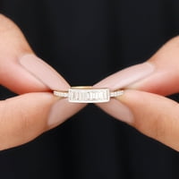 Minimalni prsten obećanja sa baguette i okruglom obliku Moissanite za žene, 14k žuto zlato, SAD 11.50