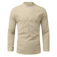 Iopqo muške majice muške casual čvrste vrhunske košuljske bluze za bluzu za bluzu dugačka rukava ruka