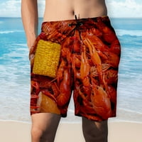 Growestsy Muška hlače, muške hrane Realistične 3D tiskane ljetne kratke hlače Plaže Swim Swims
