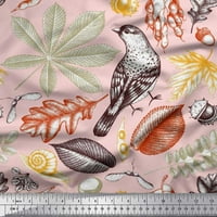 Soimoi pamučna volana tkanina ptica i lišće tiskano zanatsko tkanina od dvorišta široko