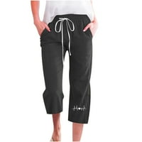 Široke pantalone za žene za žene Capris hlače za žene casual ljetne pamučne pantalone široke noge Capris