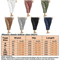 Niveer žene pamučne posteljine ravno hlače za noge solidne boje labavi džepovi pantalone elastične strugove casual pantalone